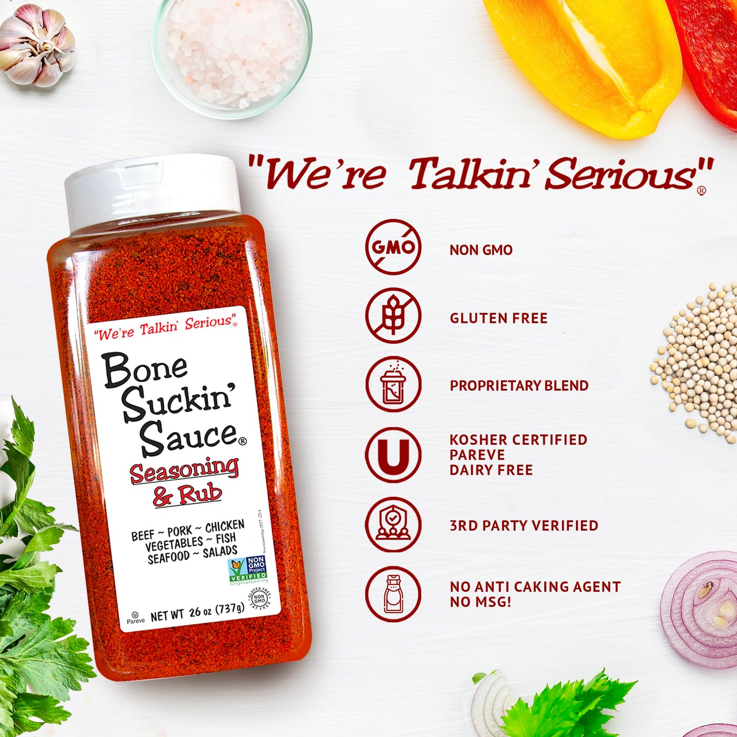 Bone Suckin' Barbecue Sauce - Bbq Seasoning & Rub, Gluten Free, Perfect For Pork Ribs And Spicy Sauce Bbq Fans - 737G (26 Oz)