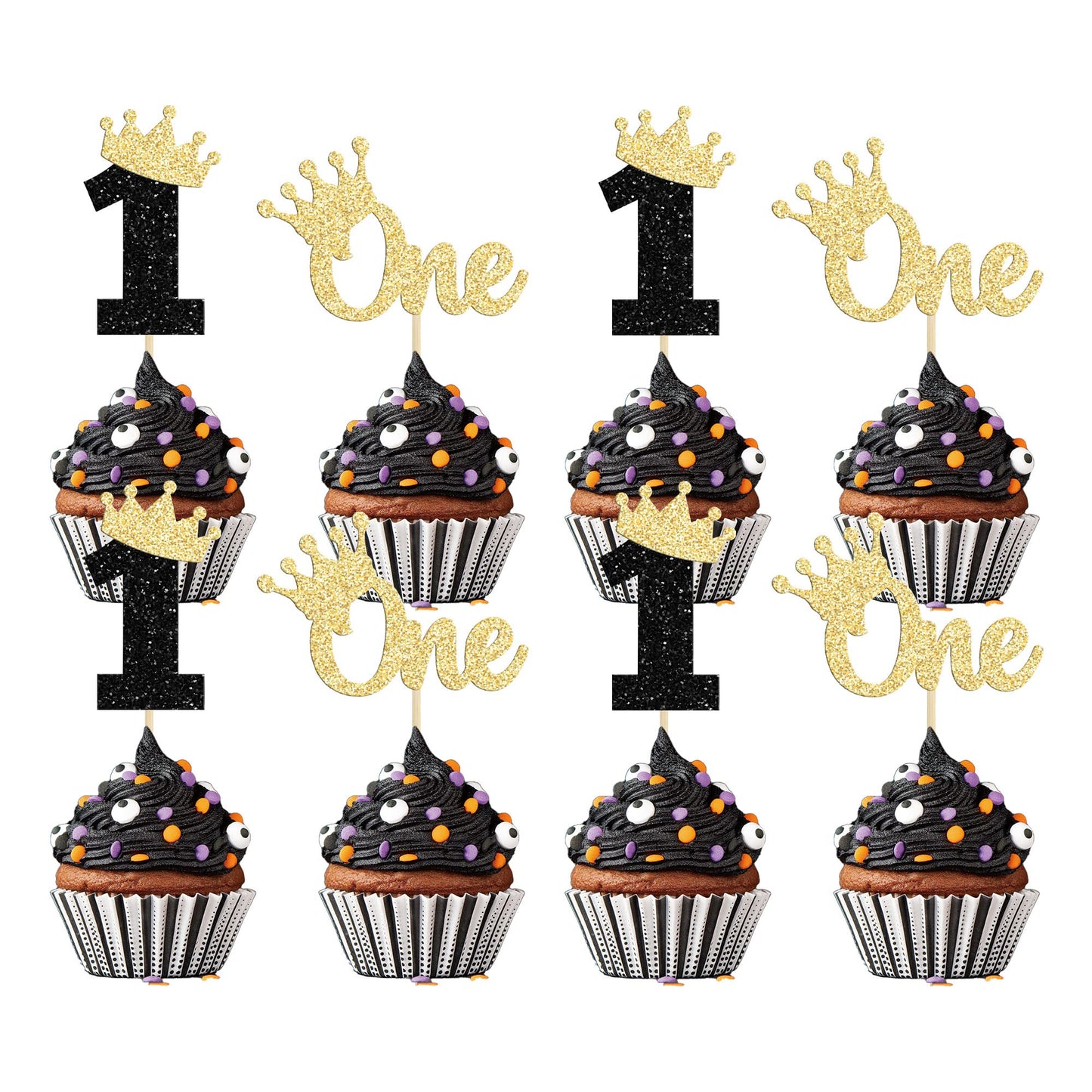 24Pcs One Wild Cupcake Toppers Glitter Crown 1St Birthday Cupcake Picks For Celebrating Kids First Birthday Anniversary Boho The
