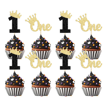 24Pcs One Wild Cupcake Toppers Glitter Crown 1St Birthday Cupcake Picks For Celebrating Kids First Birthday Anniversary Boho The