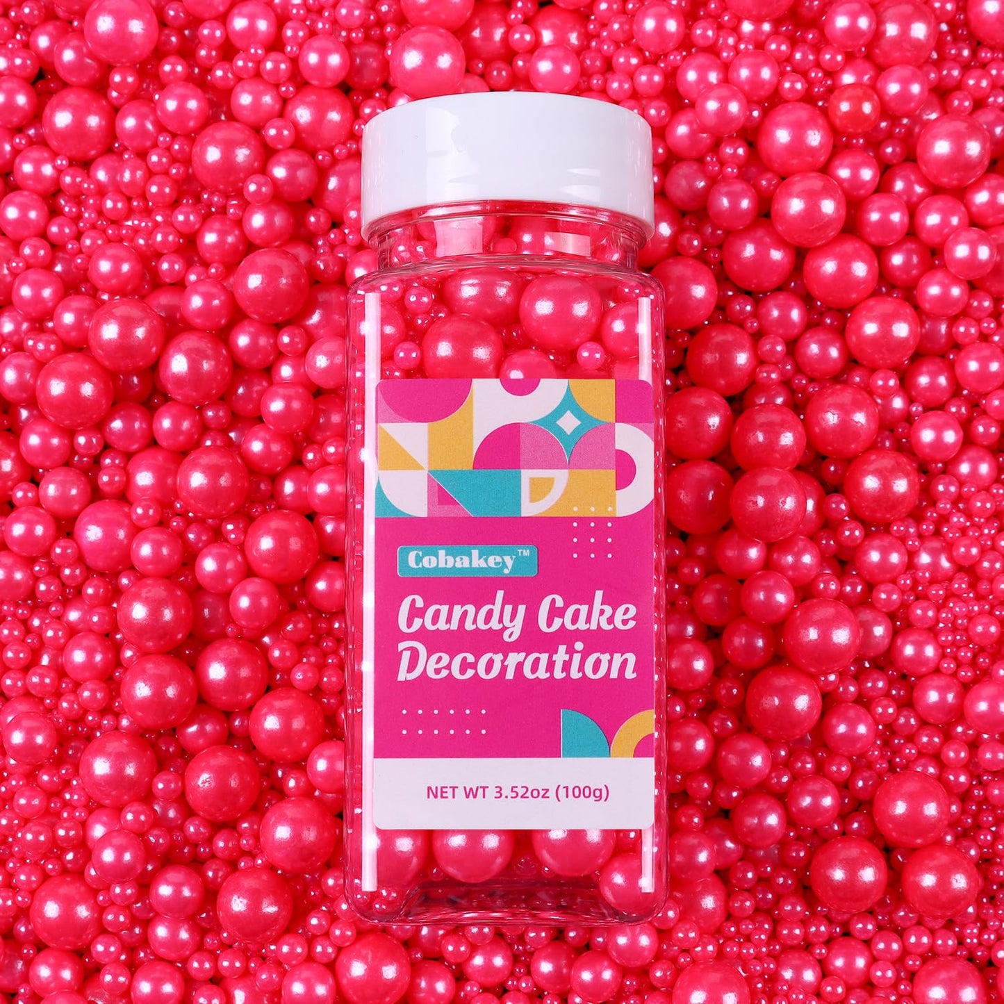 Rose Sprinkles For Cake Decorating 3.5 Ounces, Edible Sugar Pearls Mixing Sizes For Cupcake Topper, Cookies, Ice Cream Toppings
