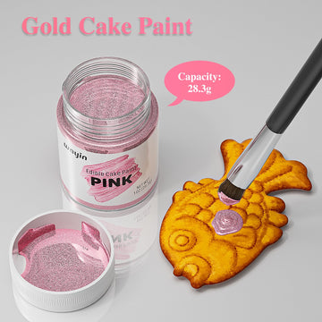 Pink Edible Art Decorative Cake Paint-Upgraded Food Coloring Metallic Edible Glitter Paint For Cake Decorating, Cupcake, Cookie,