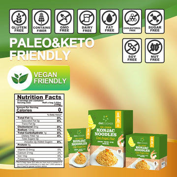 DIET COOKER Shirataki Noodle, Keto & Vegan Friendly, 10 Pack, 9.25 oz, Low Calorie Pasta, Zero Net Carbs