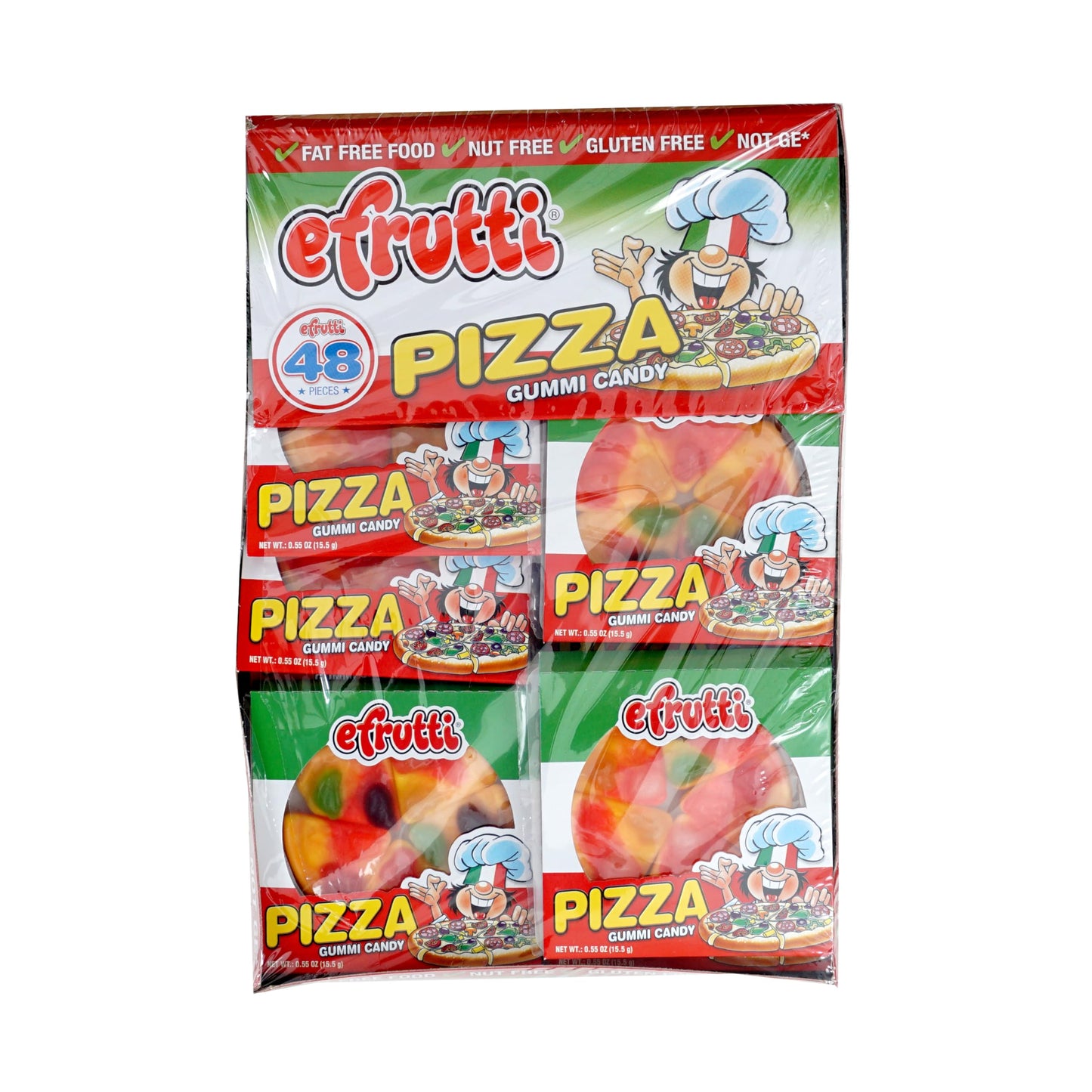 Efrutti Gummi Pizza, 48 Pieces Display Box, Individual Wrapped Pizza Gummy Candy