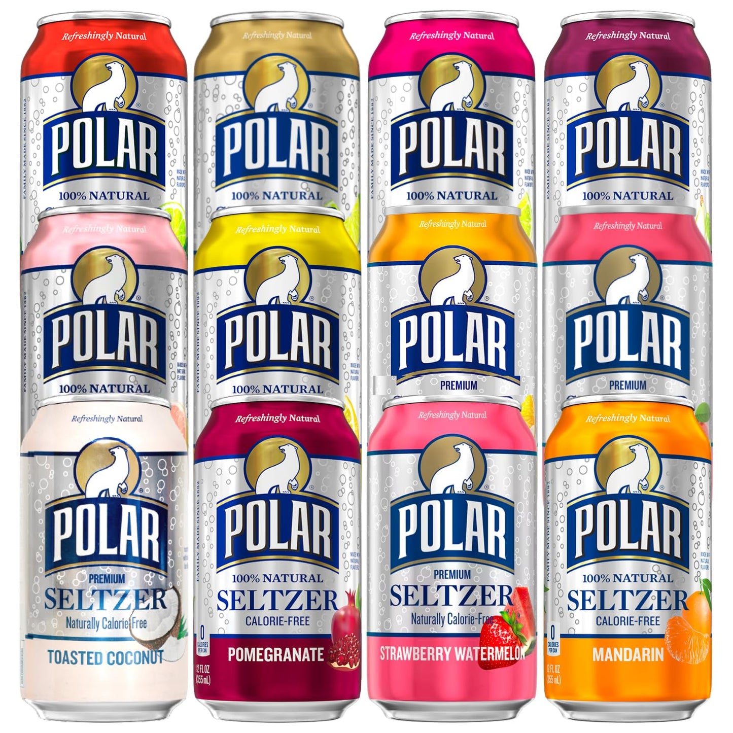 Polar Seltzer Water, 12 Flavor Assorted, 12 Fl Oz Cans, 12 Pack - By Lastfuel.