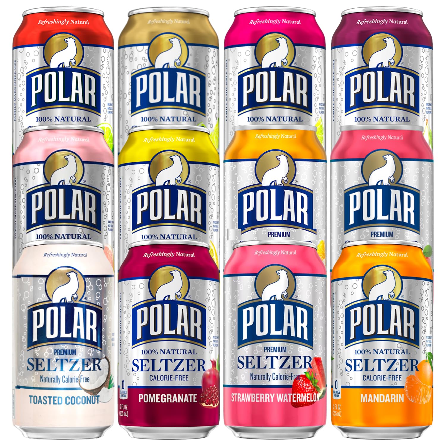 Polar Seltzer Water, 12 Flavor Assorted, 12 Fl Oz Cans, 12 Pack - By Lastfuel.