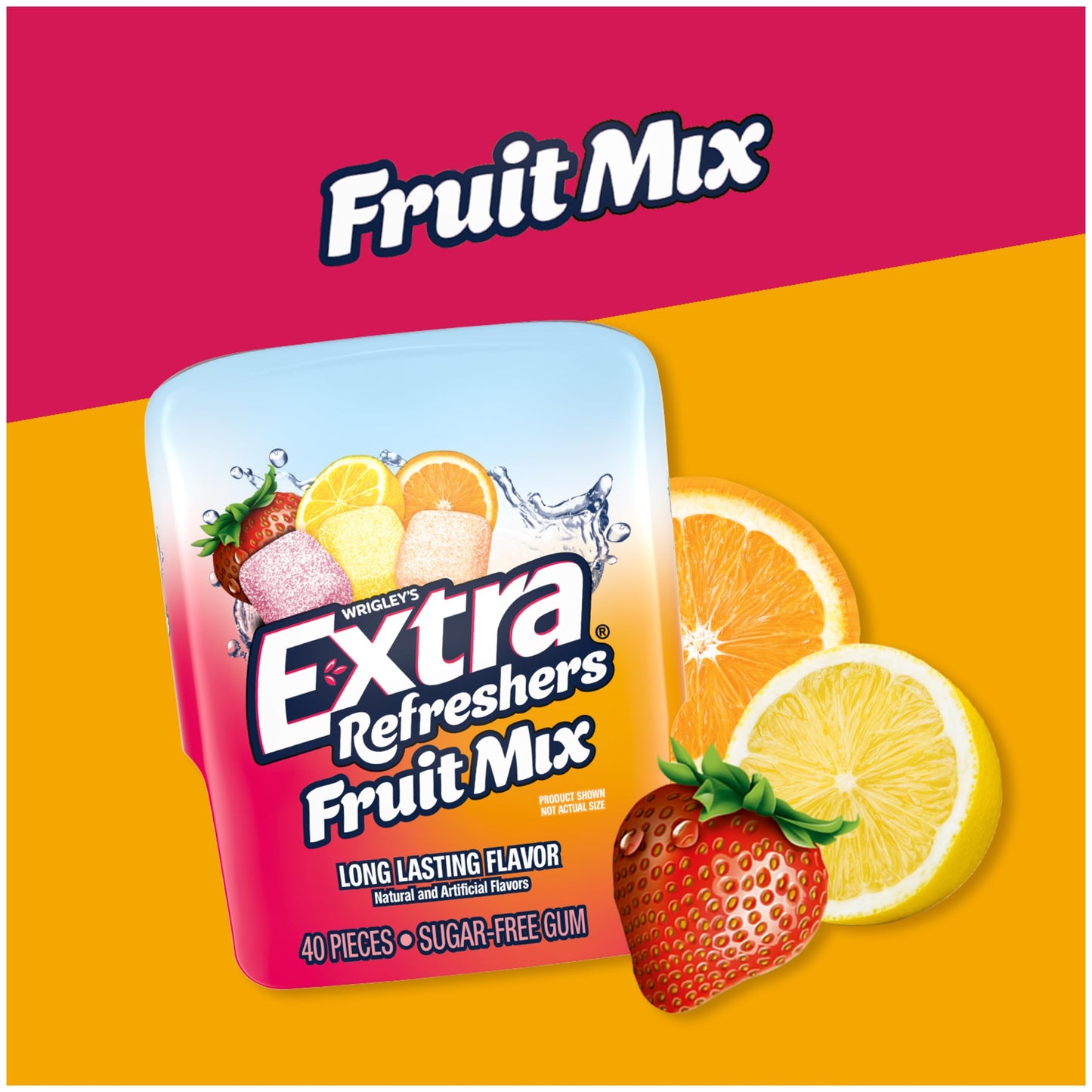 Extra Gum Refreshers Sugar-Free Chewing Gum, 40 Count Bottle, Assorted Flavors, Pack of 6
