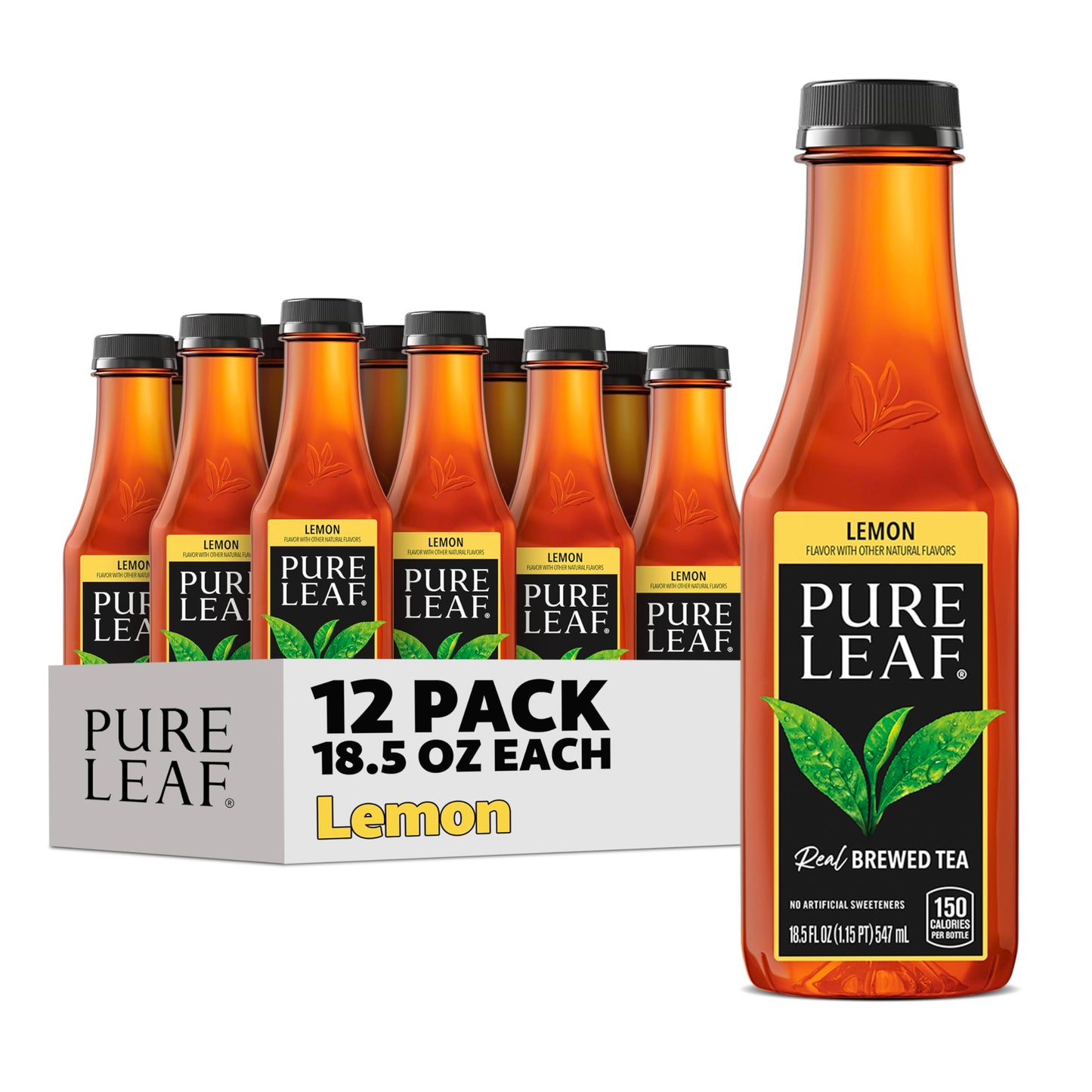 Pure Leaf Iced Tea, Sweetened Lemon, Real Brewed Tea, 18.5 Fl Oz Bottles (Pack Of 12)