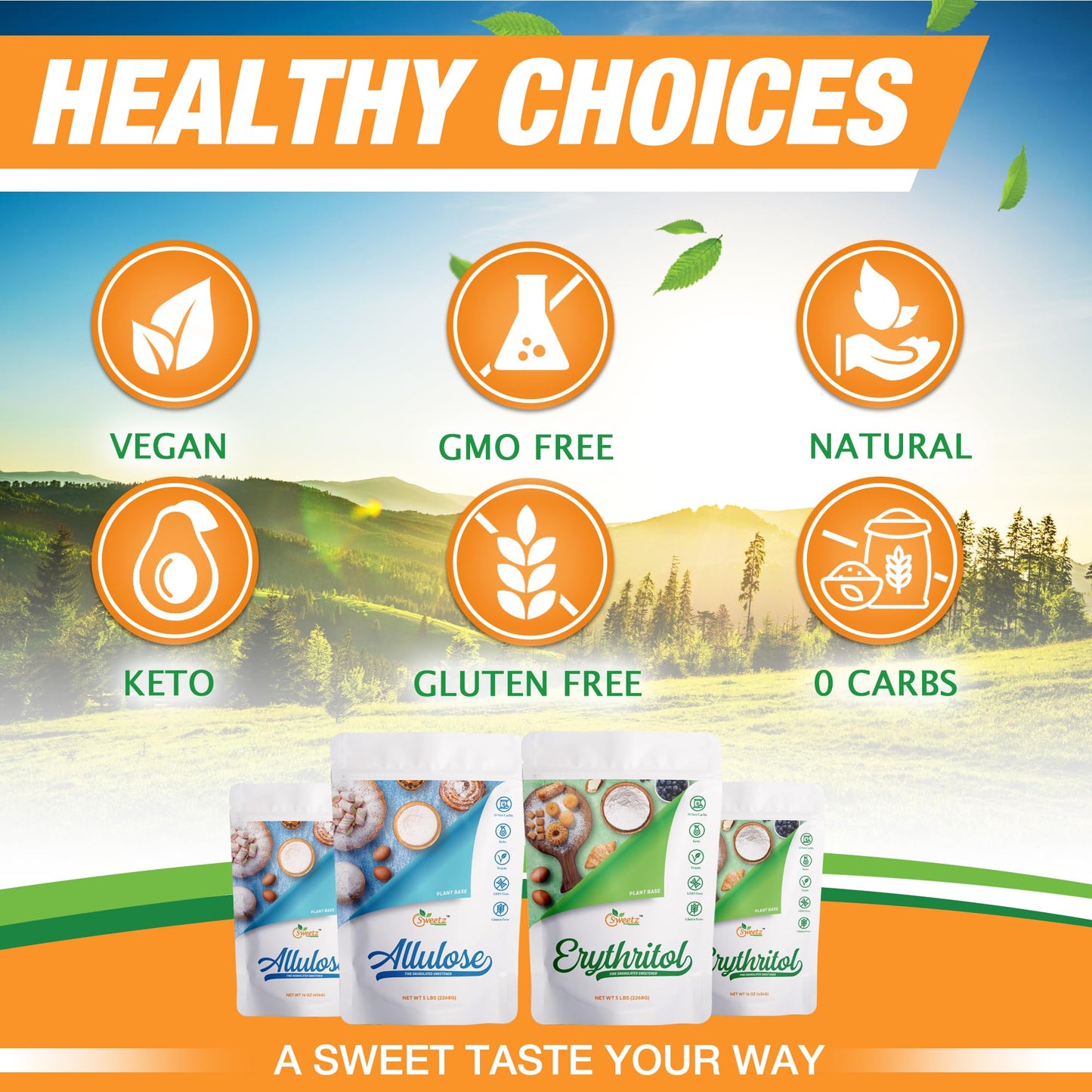 G-Sweetz Erythritol All Purpose Sweetener - Zero Calorie, Sugar-Free, Low Carb, 3 Pack, 1LB Each