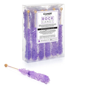 Candy Envy - Iridescent Lavender Rock Candy Sugar Sticks - Tutti Frutti Flavored - 12 Indiv. Wrapped