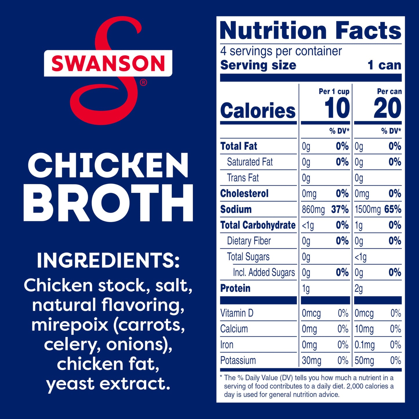 SWANSON S Natural Chicken Broth, 14.5 oz Can, Pack of 4