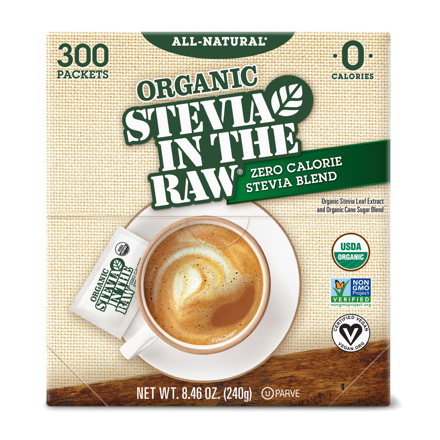 In The Raw Organic Stevia In The Raw Zero-Calorie Sweetener Packets 300 Count (1 Pack)