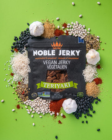 Noble Jerky - Healthy Vegan Jerky, Vegetarian, 2 .47 oz Bag, (3 Bags) (Teriyaki)