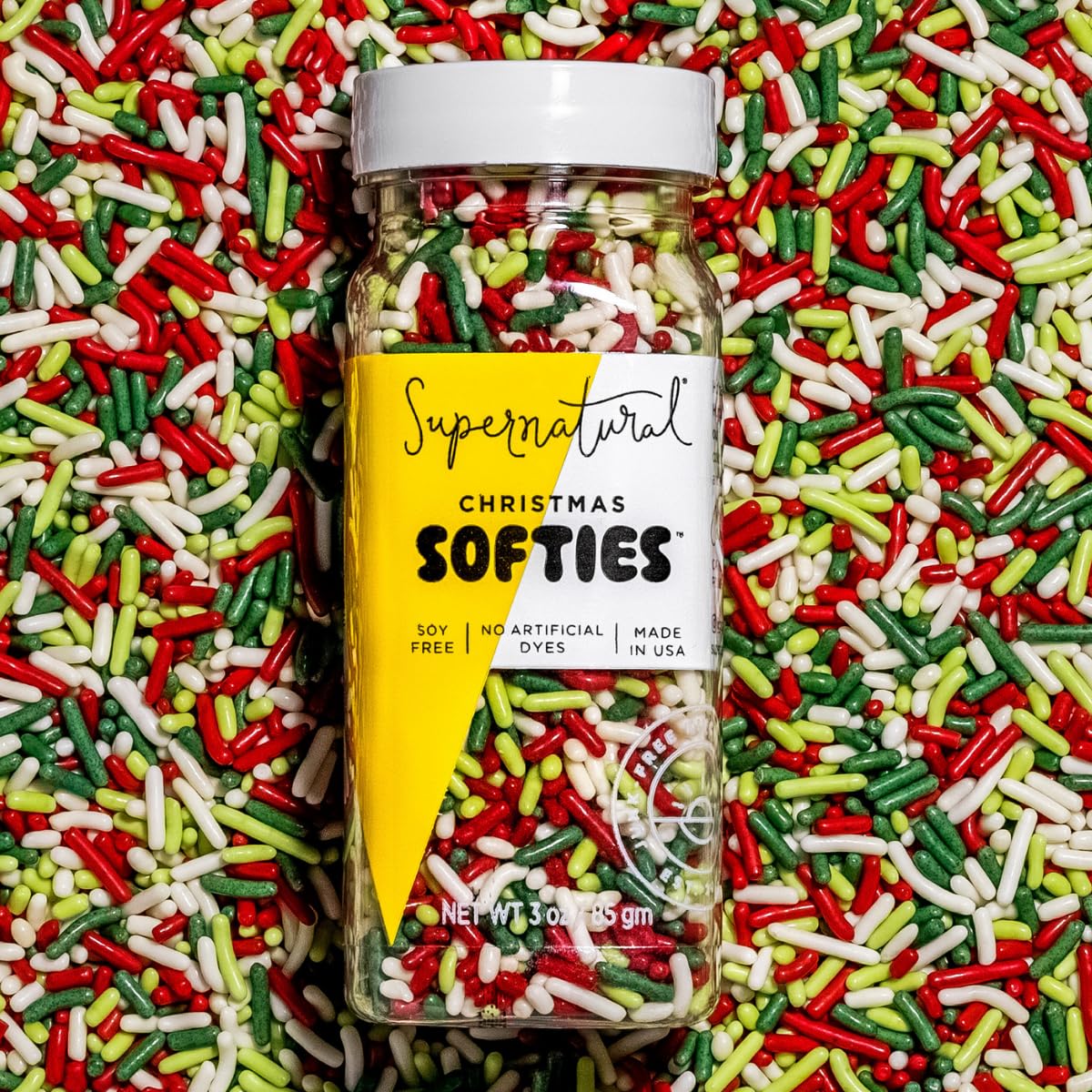 Supernatural Christmas Softies Natural Sprinkles, 3oz, No Artificial Dyes, Soy Free, Gluten Free, Corn Free, Vegan