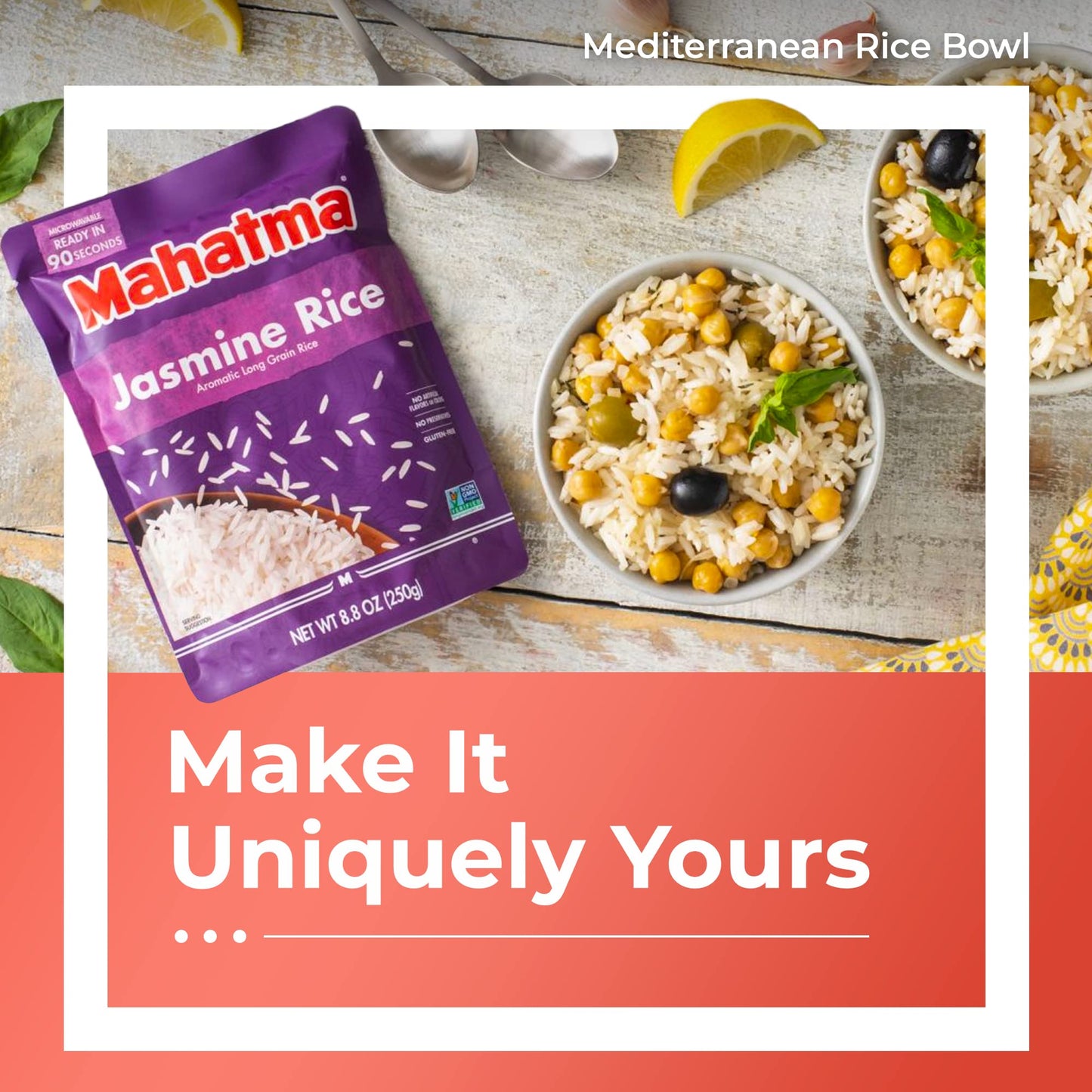 Mahatma Ready To Heat Jasmine Rice, Precooked Rice, Microwaveable In 90 Seconds, Six 8.8-Ounce Bags