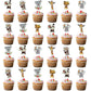 Fenghu 48 Pcs Wild One Cupcake Toppers - Floral Jungle Animals Safari Animal Birthday Party Decorations For Girl