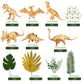 16 Pcs Metallic Gold Dinosaur Cake Decorations Dino Theme Cake Topper With Artificial Palm Leaves Dinosaur Eggs For Kids Boys Gi