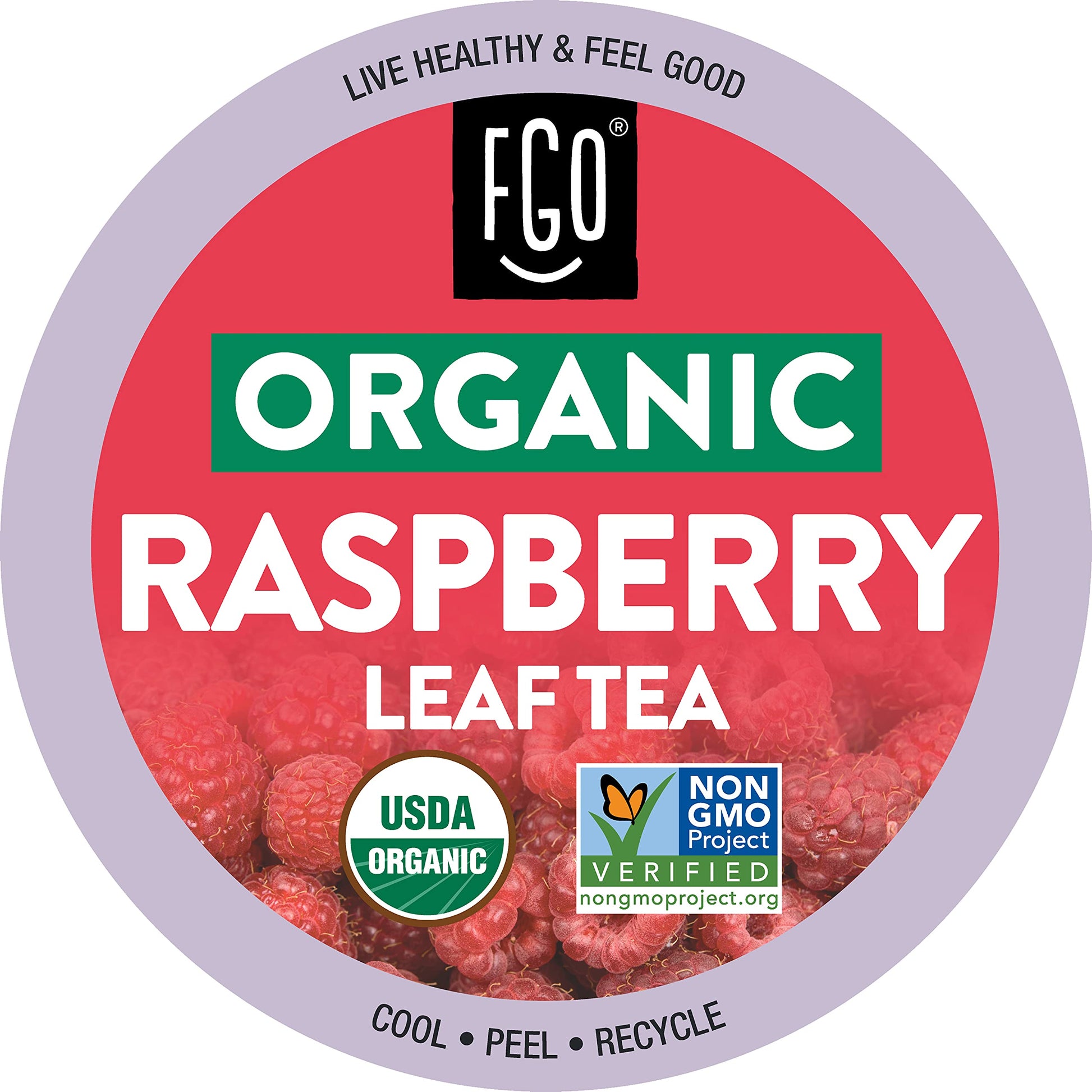 FGO Organic Raspberry Tea K-Cup Pods - Naturally Caffeine-Free, 24 Count (Pack of 1)