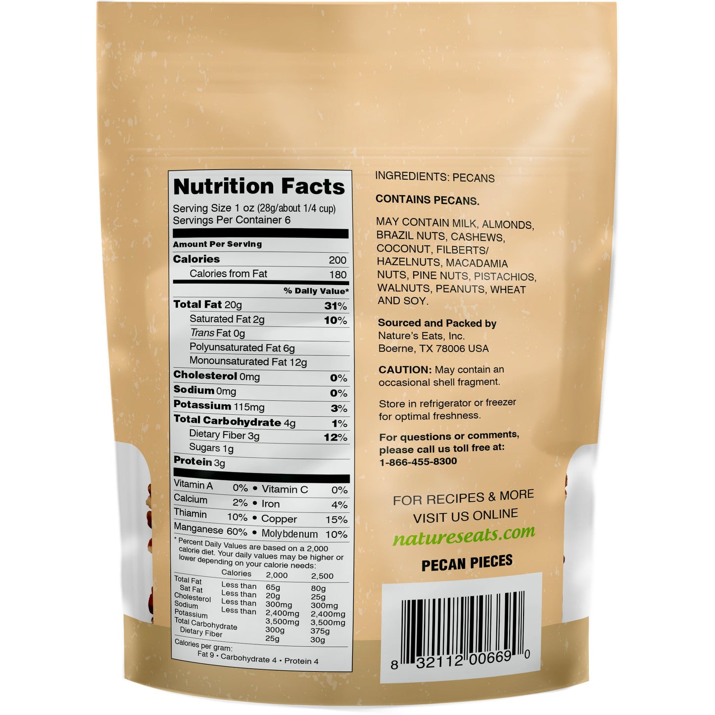 Nature'S Eats Pecan Pieces, 6 Ounce