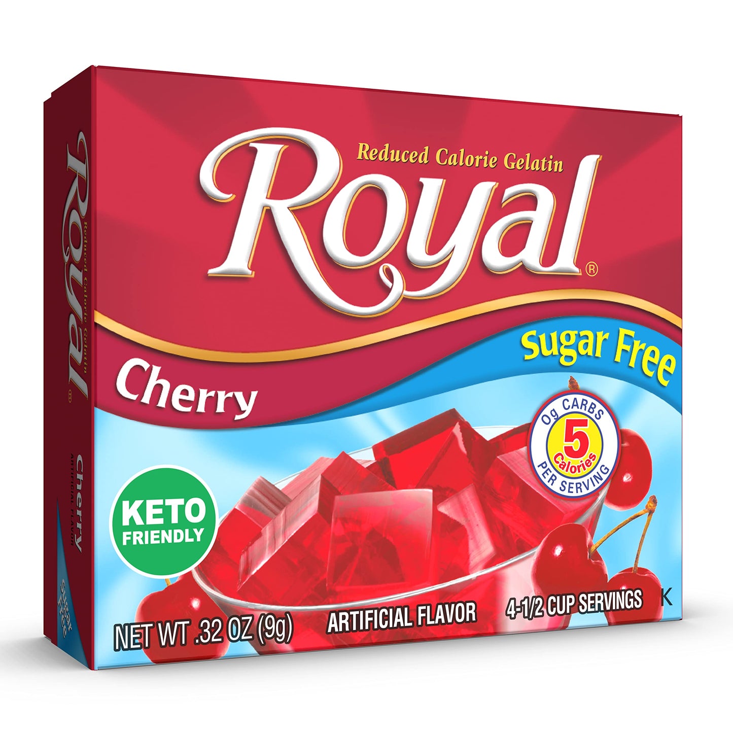 Royal Cherry Gelatin Dessert Mix, Sugar Free And Carb Free (12 - .32Oz Boxes)