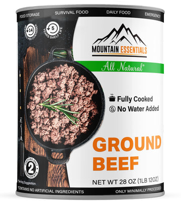 MOUNTAIN ESSENTIALS Canned Ground Beef Fully Cooked Ready to Eat 28 Ounce Pack of 1 No Water Added No Preservatives
