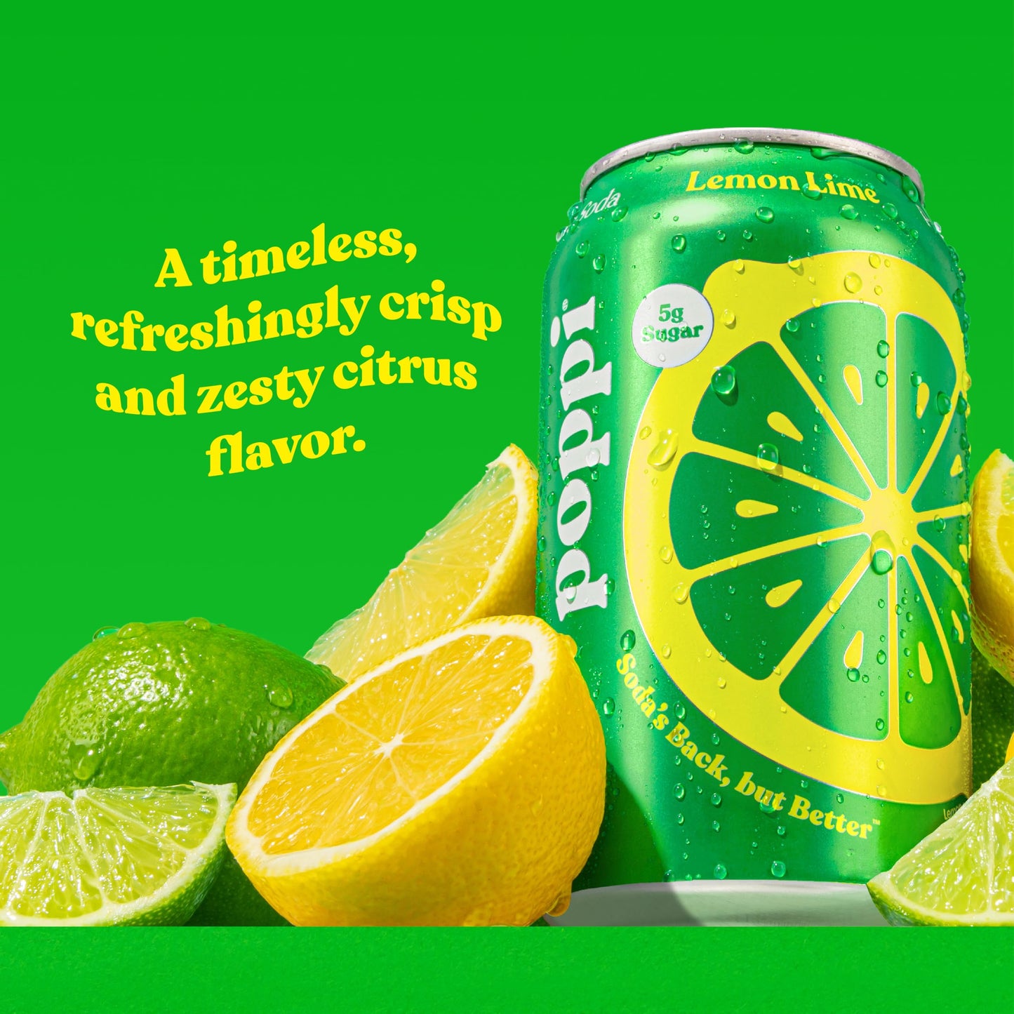 Poppi Sparkling Prebiotic Soda with Apple Cider Vinegar, Lemon Lime Flavor, 12 Fl Oz, Pack of 12, Model 0810063710347