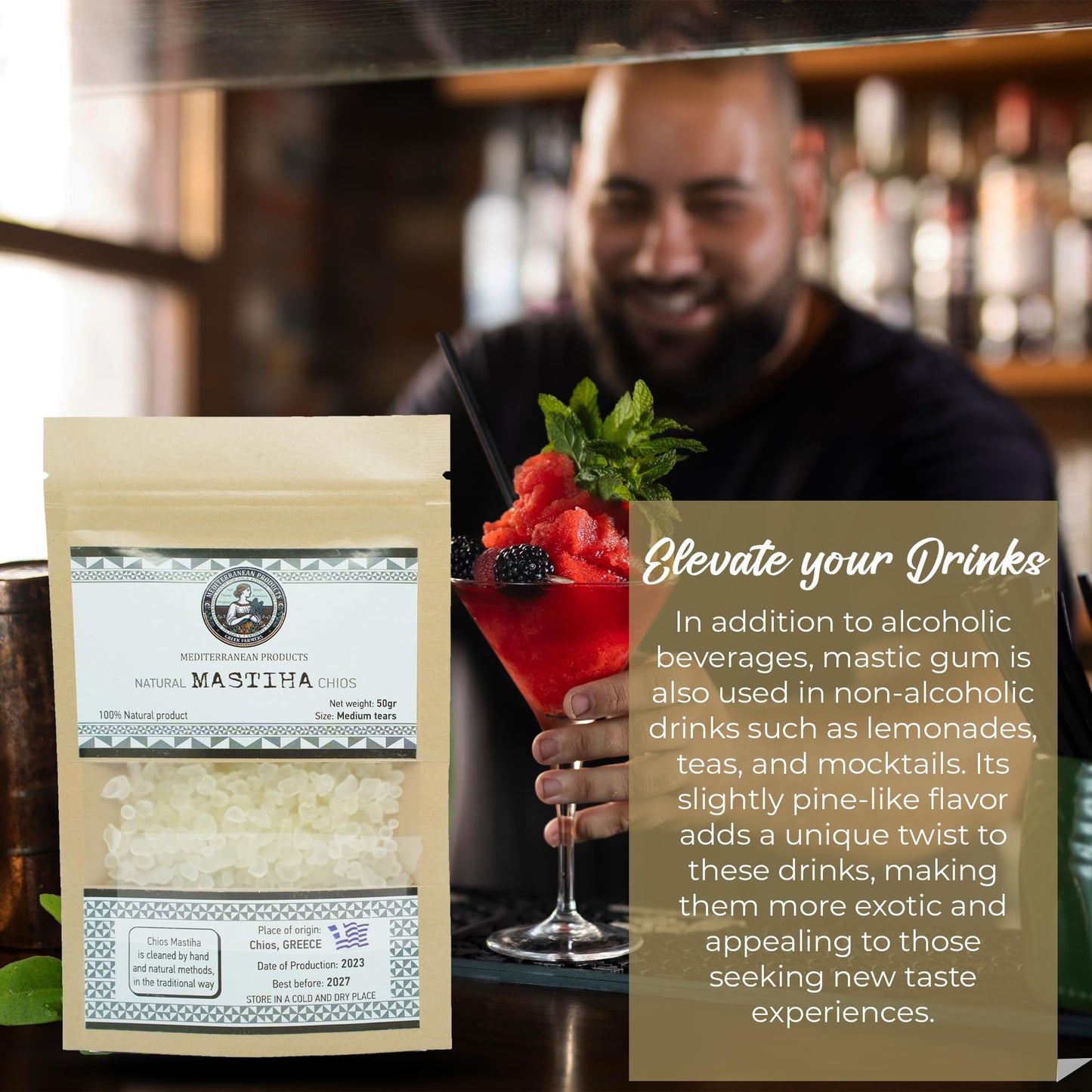 Organic Mastiha Chios 50G - 100% Natural Greek Mastic Gum, Gluten-Free & Sugar-Free Vegan Resin from Greek Farmers, Authentic Ma