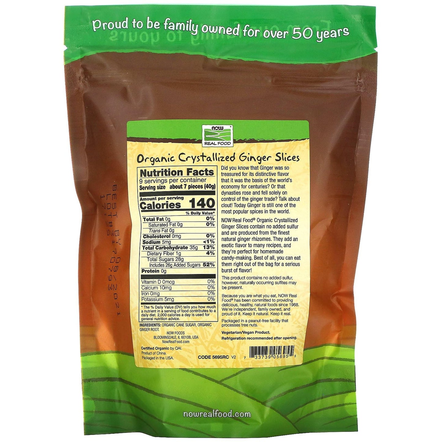 NOW Foods, Organic Crystallized Ginger Slices, Low-Sodium, Sulfur-Free, Preservative-Free and Non-GMO, 16-Ounce (Packaging May V