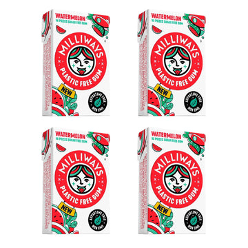 Milliways Watermelon | Plastic Free Gum | Xylitol, Aspartame-Free, Sugar-Free, Plant-Based, Natural Chewing Gum | 40 Pieces Tota