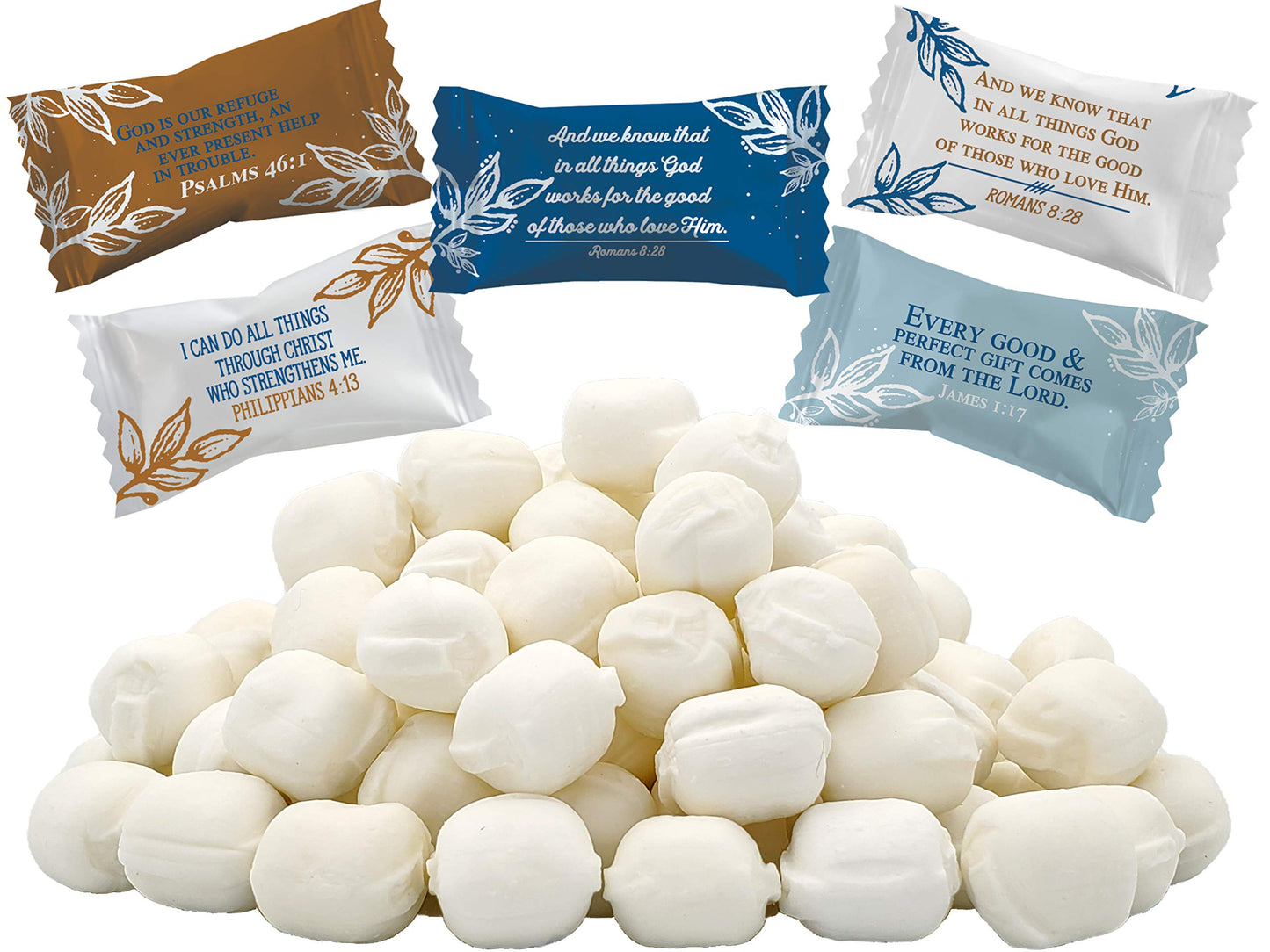 Bible Verses Buttermints, Mint Candies, After Dinner Mints, Butter Mint Candy, Fat-Free, Individually Wrapped (55 Pieces)