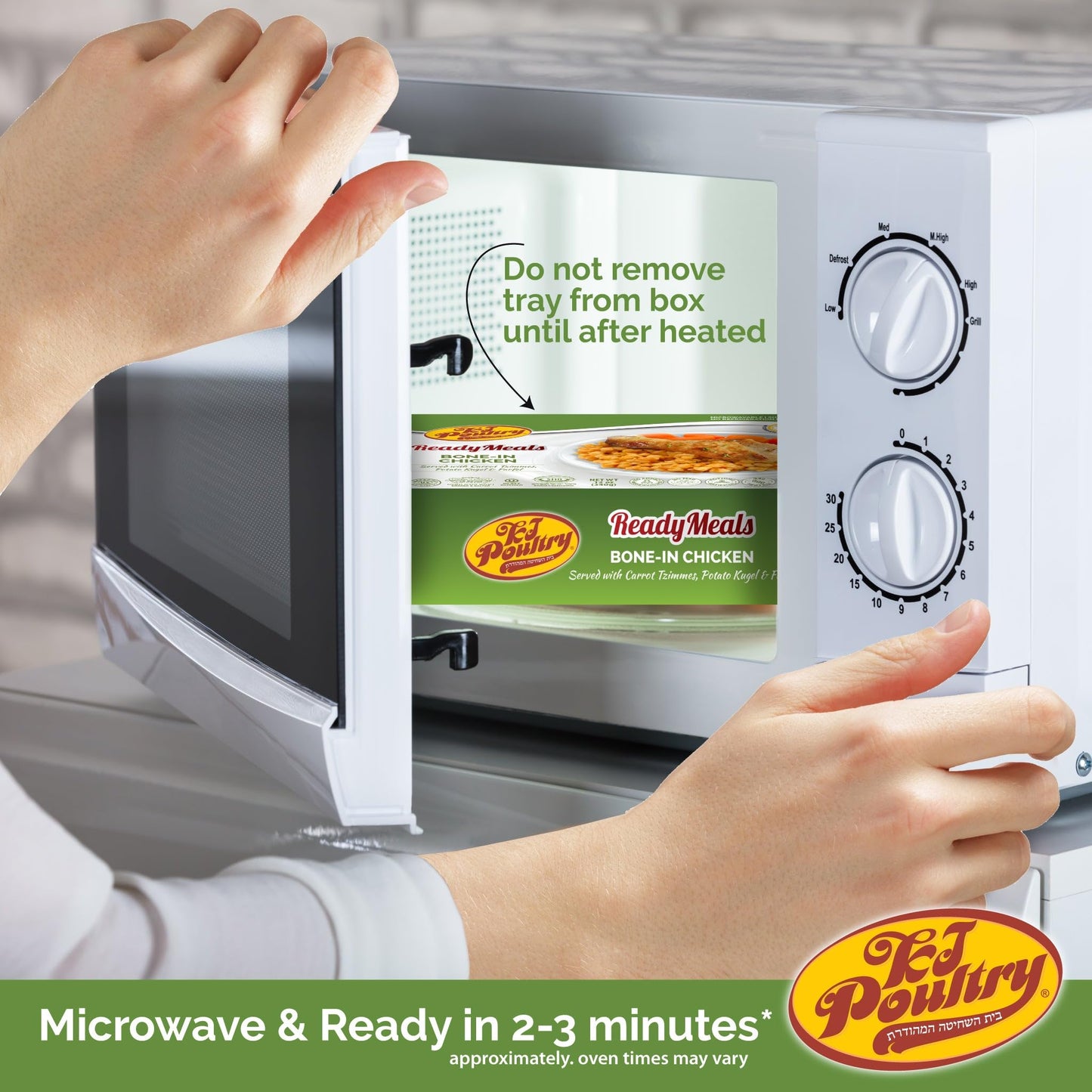 KJ Poultry Kosher Ready Meals - Bone In Chicken & Kugel, MRE Meat Meals Ready to Eat, Shabbos Food, Halal, (1 Pack) Prepared Ent