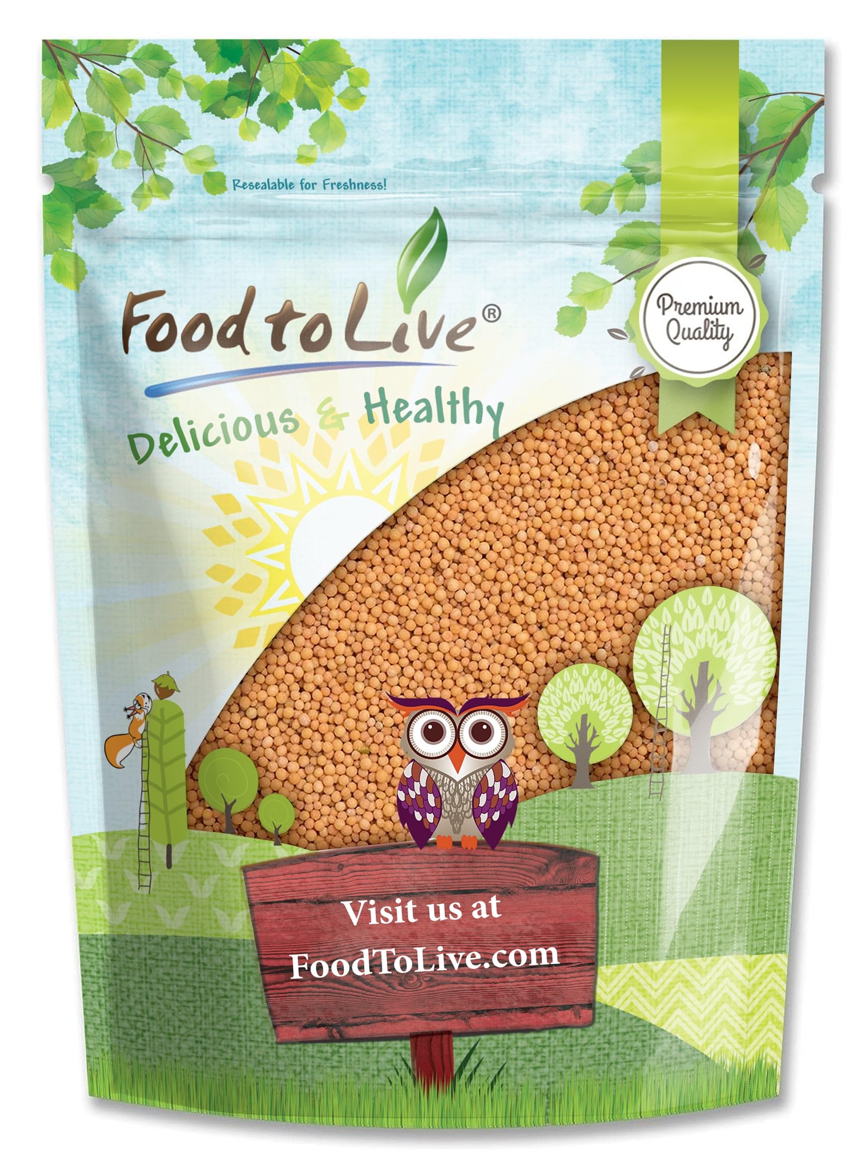Food To Live - Yellow Mustard Seeds, 2.5 Pounds Whole Spice, Vegan, Kosher, Bulk. Spicy, Pungent Flavor. Rich In Selenium, Fiber. Perfect For Pickling, Condiments, Homemade Dips, And Marinades