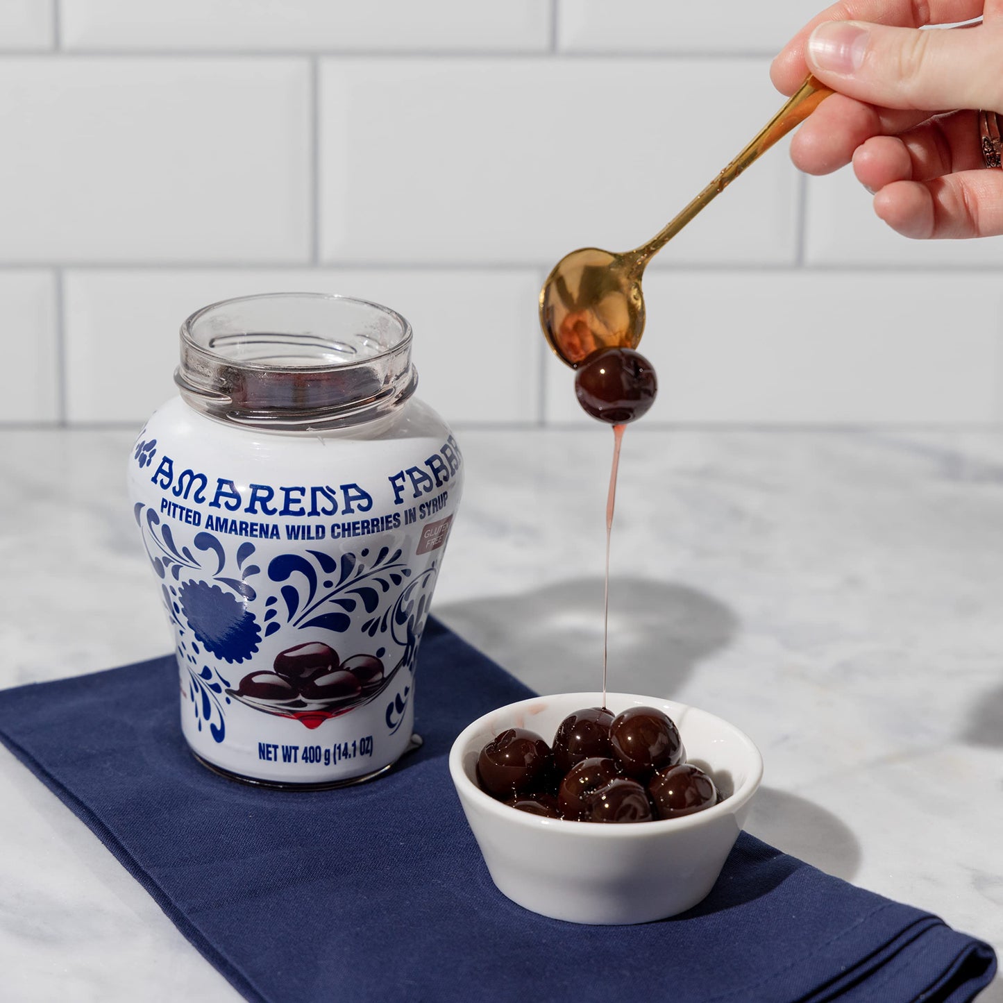 Amarena Fabbri Wild Cherries is Syrup, Gluten Free, Non GMO, Vegan, 400 grams (14oz)