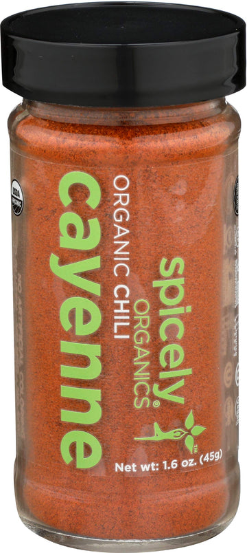 Spicely Organic Cayenne Pepper Powder 1.60 Ounce Jar Certified Gluten Free