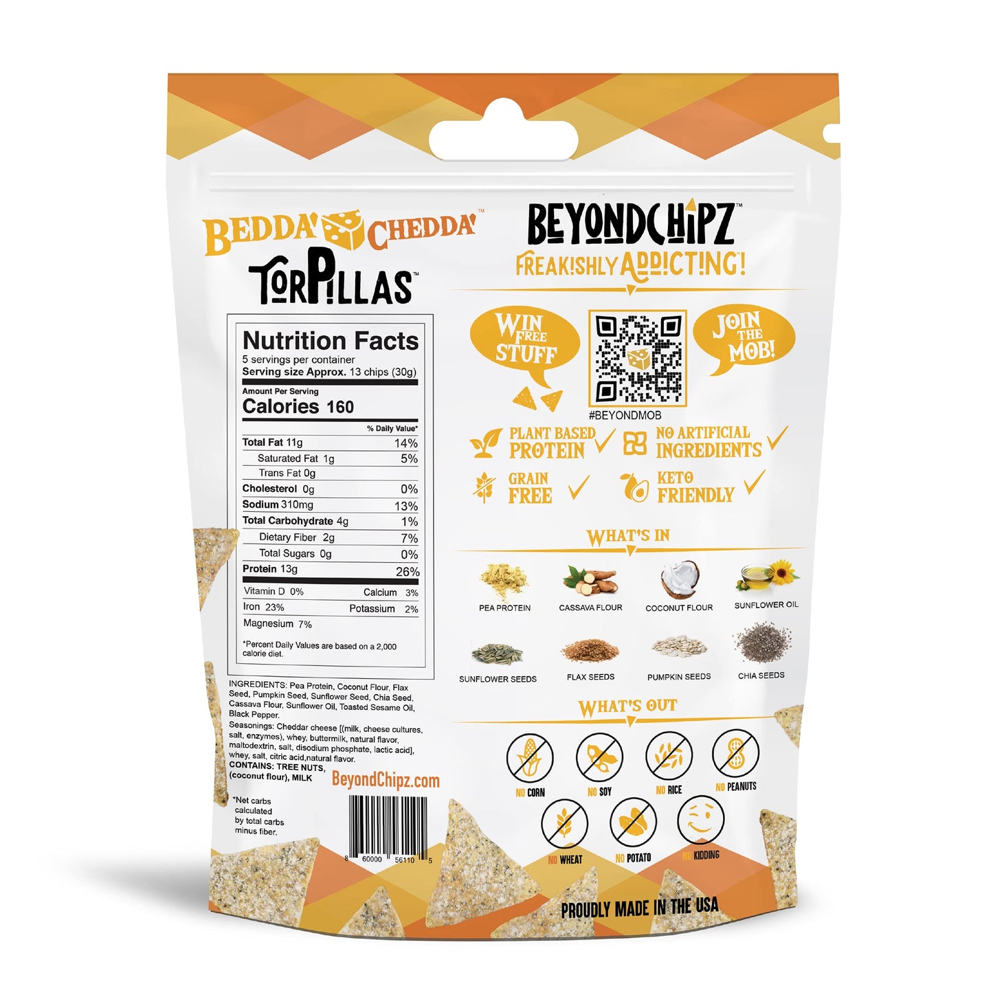 Beyondchipz Low Carb Tortilla Chips, Plain Ol' Tasty, Keto Friendly, Gluten Free, One 5.3Oz Bag