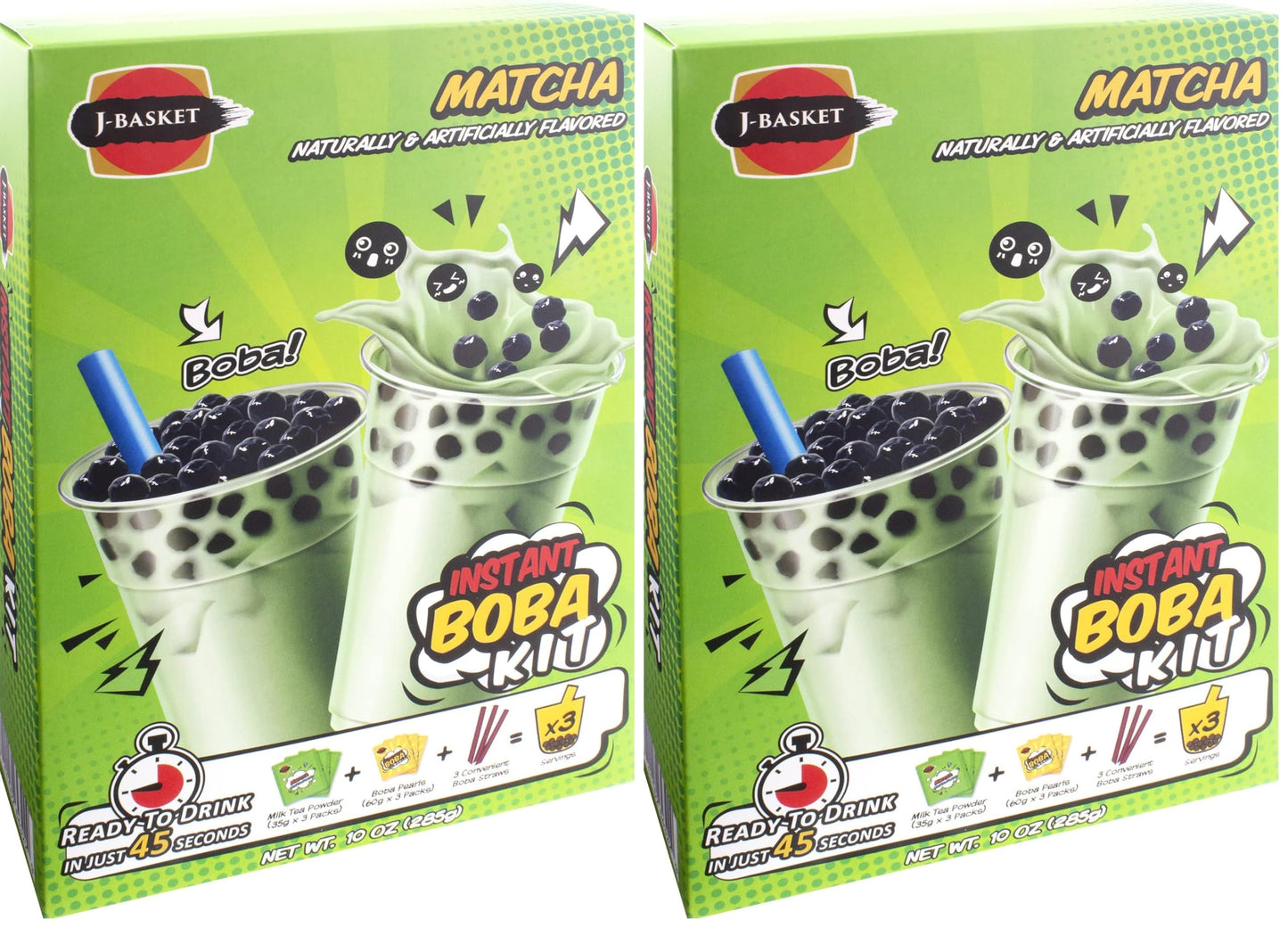 J-BASKET Matcha Boba Kit, Matcha, 10 Oz (Pack of 2)