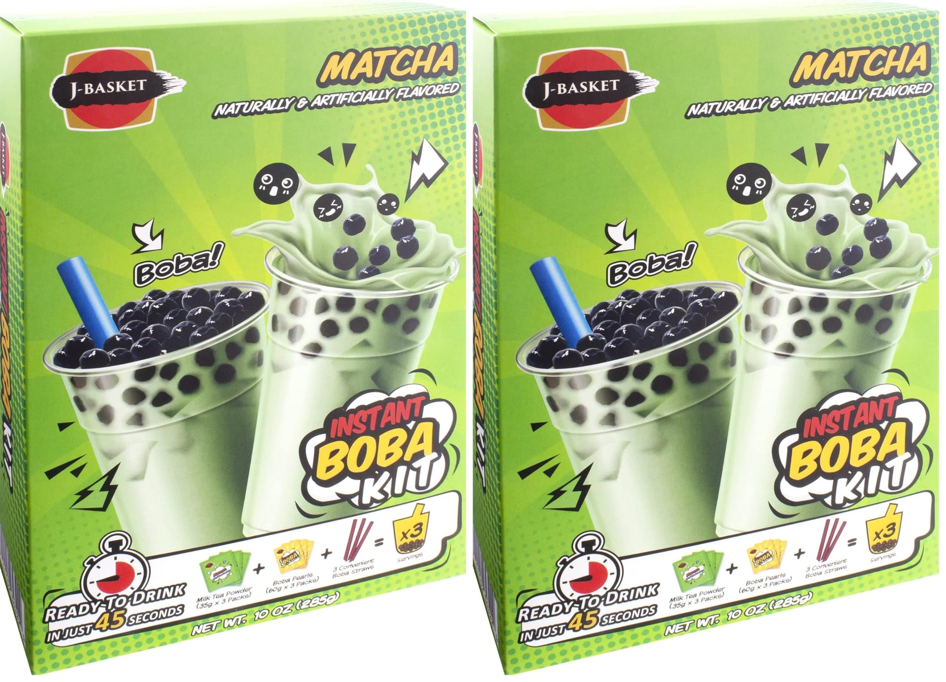 J-BASKET Matcha Boba Kit, Matcha, 10 Oz (Pack of 2)