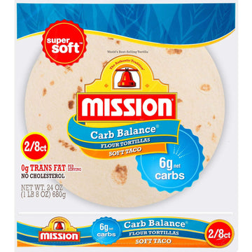 Mission Low Carb Soft Taco Flour Tortilla's 24 oz 2/8 ct Twin Pack - 4g Net Carbs