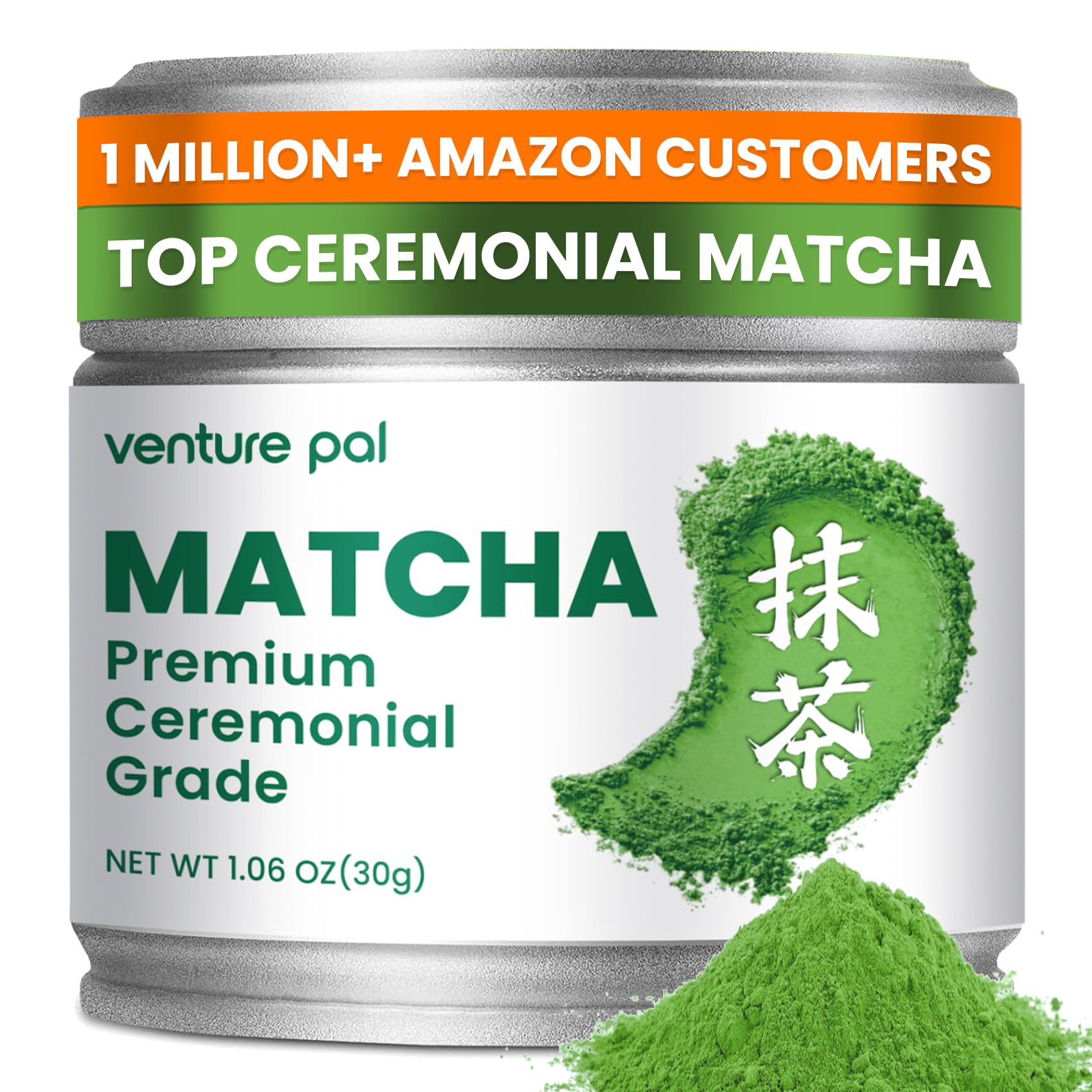 Venture Pal enhanced Ceremonial Grade Matcha Powder  Pure First Harvest Green Tea Powder - 100% Vegan  Gluten-Free  No Additives  Classic Grade (30g/1.06oz)