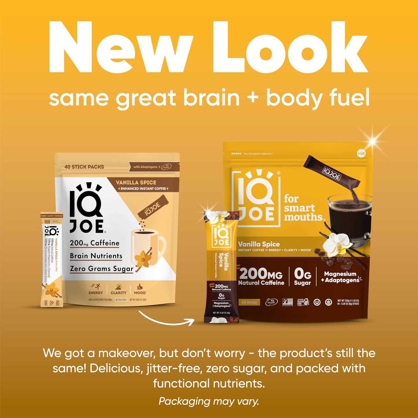 IQBAR Mushroom Coffee Packets - Vanilla Spice - 40 Servings - Sugar Free, Keto, Vegan