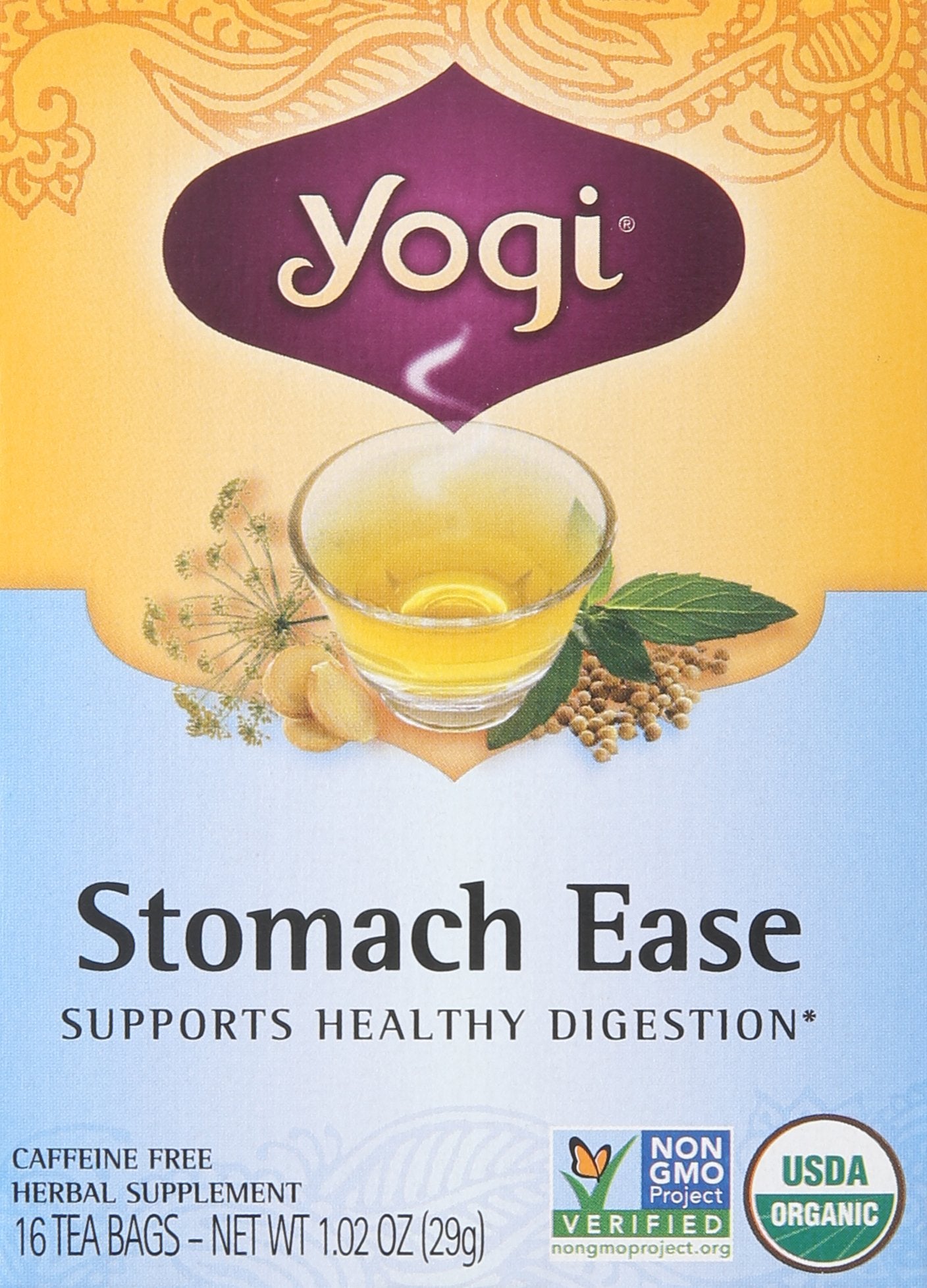 Yogi Tea Stomach Ease, Herbal nutrition product, Tea Bags, 16 ct
