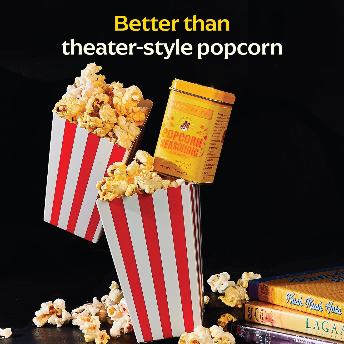 Diaspora Co. Popcorn Seasoning | Savory & Umami Blend for Theater-Style Popcorn | 1.8 oz tin