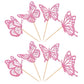 Rssta i Pink Glitter Butterfly Cupcake Toppers, 24 Pack, Paper, Design 1 Deep Pink, Wedding, Baby Shower, Kids Birthday Party Decorations