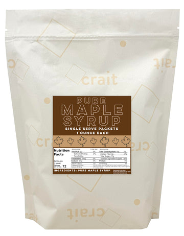 Crait Pure Maple Syrup Packets - Single Serve 1 oz, 30 Pack, Travel Size, Perfect for Pancakes and Quick Energy