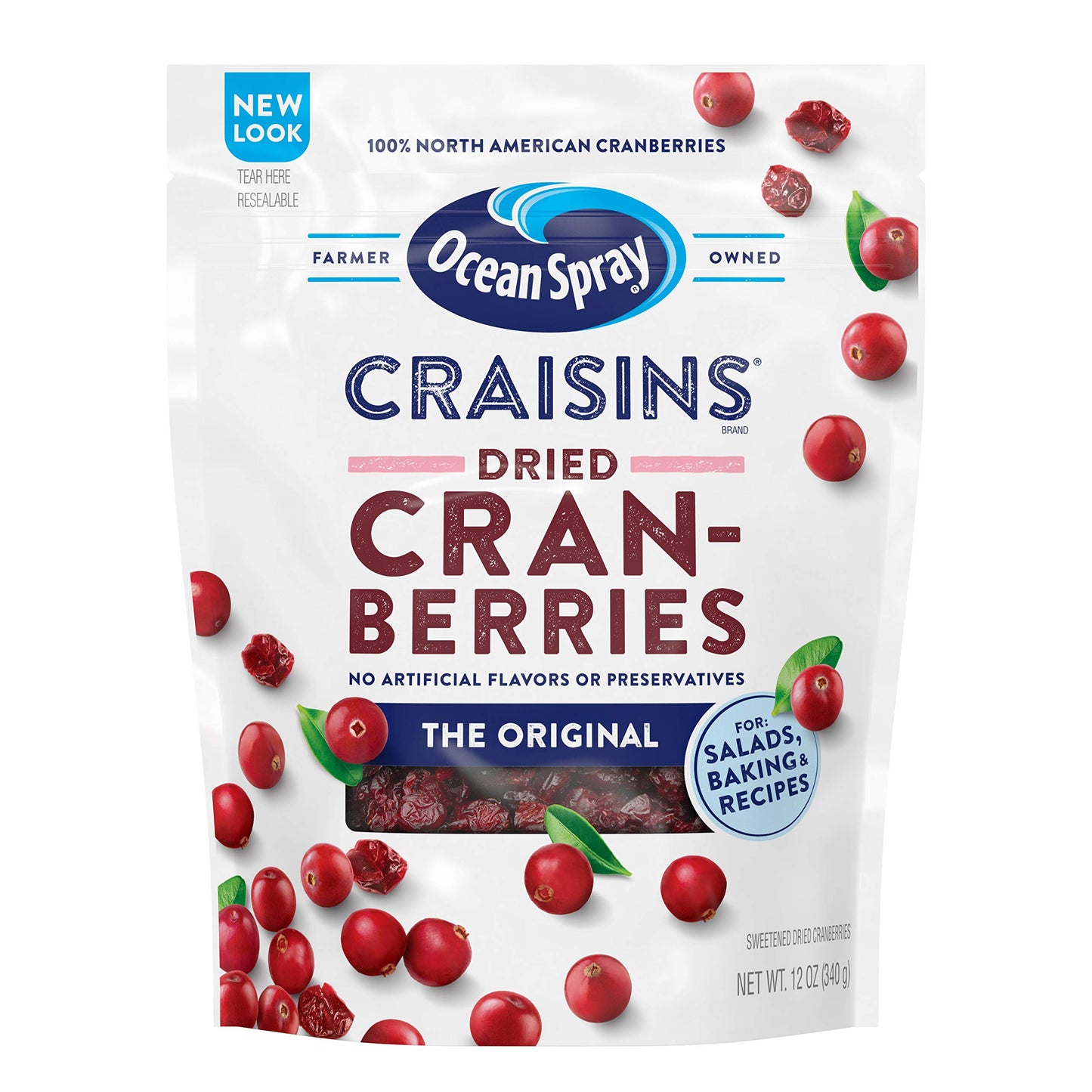 Ocean Spray Craisins Original Dried Cranberries, Dried Fruit, 12 Oz Pouch (Pack of 12)