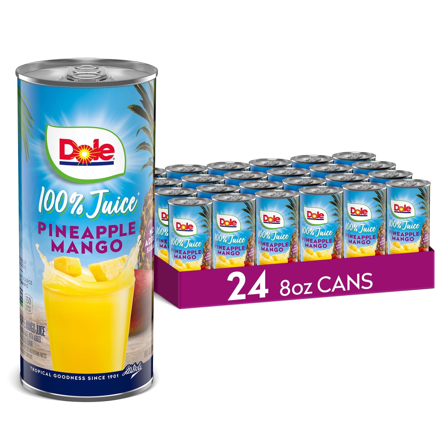 Dole 100% Pineapple Mango Juice, No Added Sugar, Excellent Source of Vitamin C, 100% Fruit Juice, Packaging May Vary, 8.0 Fl Oz 