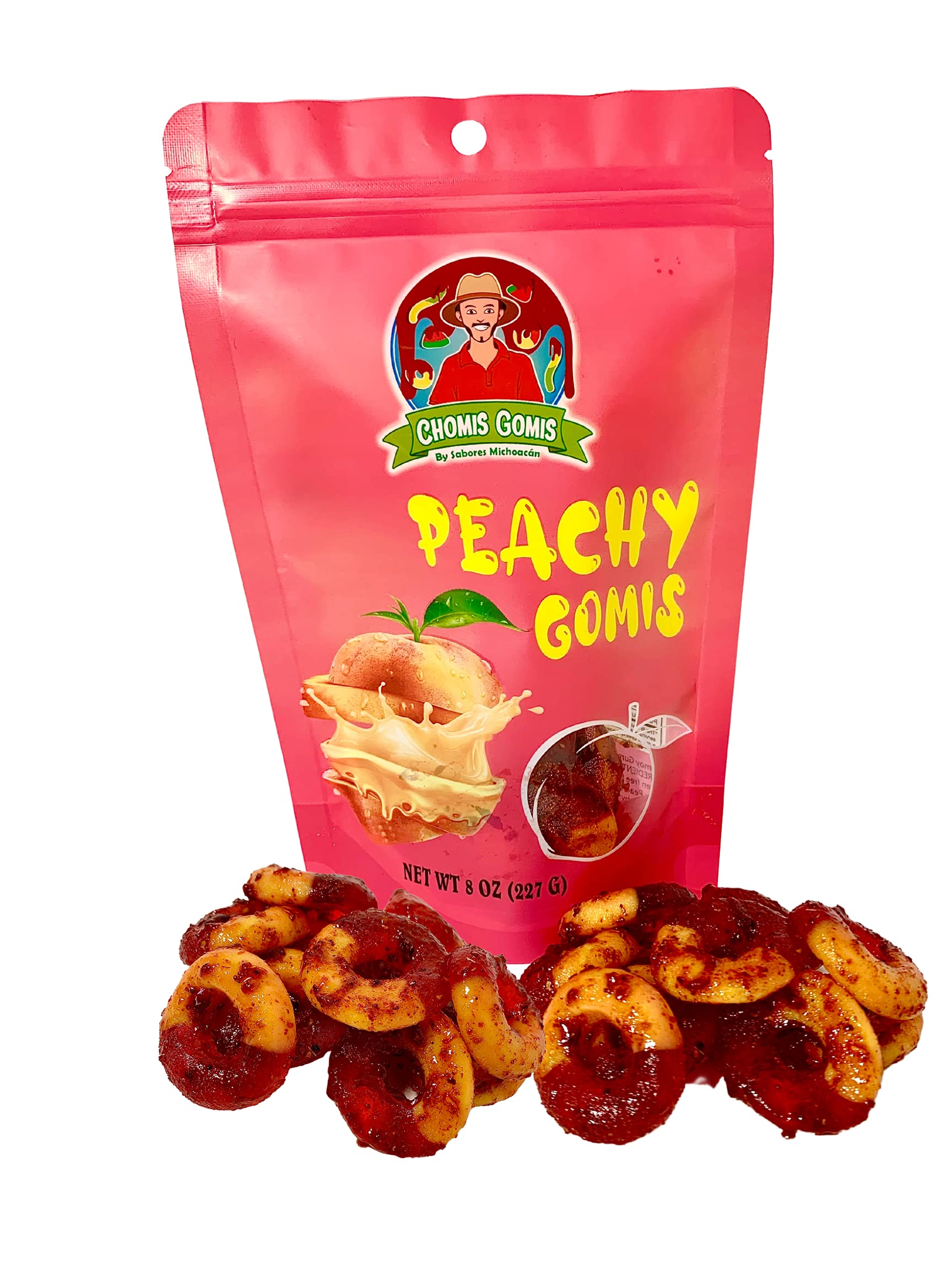 Chomis Gomis Candy Chamoy Gummy - Peach Flavor, 8 Ounce (Pack of 1)
