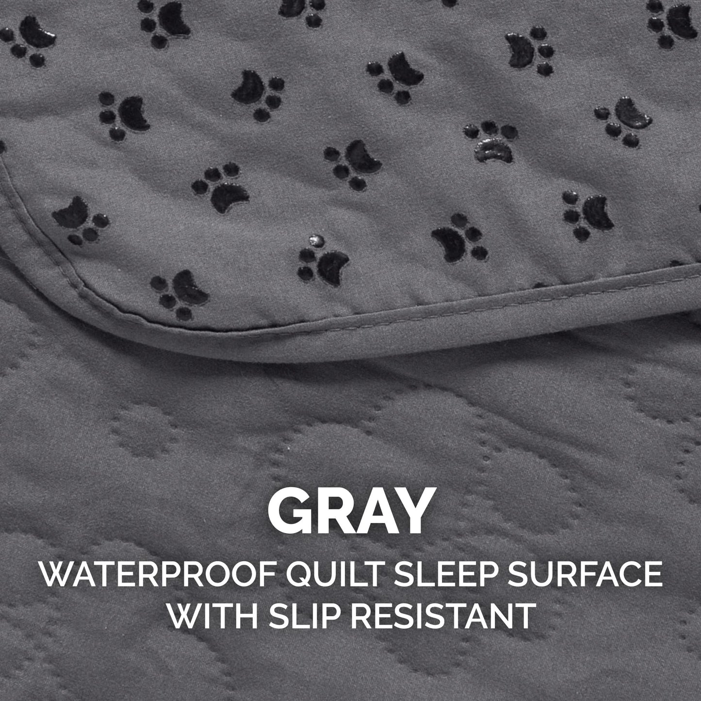 Furhaven Large Sofa Slipcover Waterproof  Non Slip Quilted Paw Print Furniture Protector Cover, Washable - Gray, Large Sofa