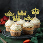 Cyodoos 24Pcs Gold Crown Cupcake Toppers Glitter Queen Crown Cupcake Baby Shower Wedding Birthday Party Cake Decorations Supplie