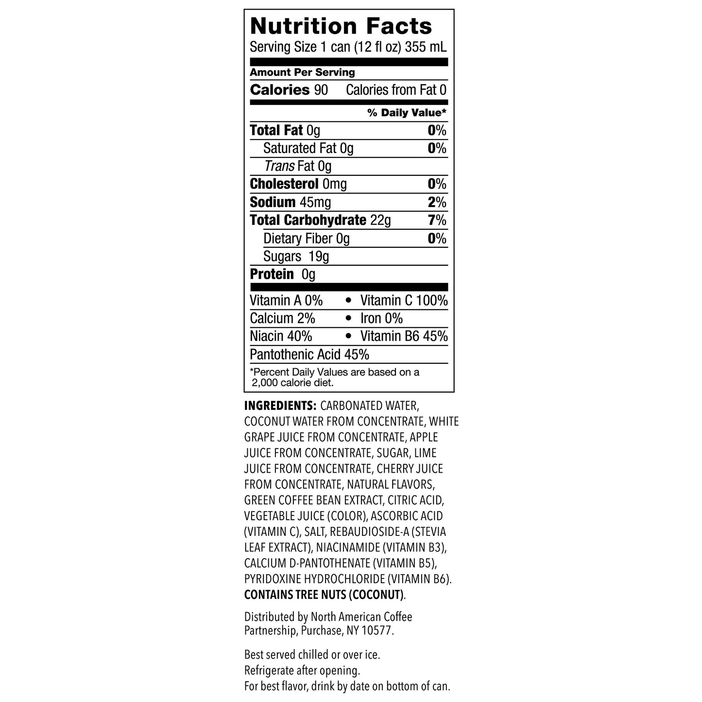 Starbucks RTD Coffee Refreshers with Coconut Water, Black Cherry Limeade, 12 Fl Oz Cans (Pack of 12)