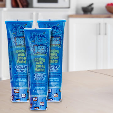 Ooze Tube Liquid Candy Blue Raspberry - 3 Pack (4 Ounce Each) by The Hampton Candy Company - Fun Flavor Treats for Kids and Adults